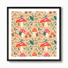 Mushroom Pattern Art Print