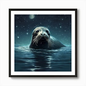 Seal At Night Art Print