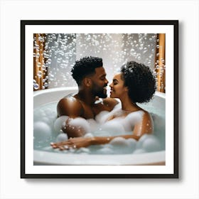 Couple In A Bubble Bath 2 Art Print