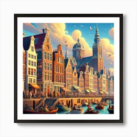 Canal Canvas: Amsterdam Reflections Art Print