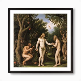 Birth Of Adam And Eve Art Print