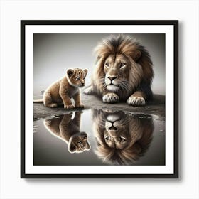 Lion And Cub Art Print