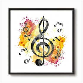 Watercolor Music Notes Art Print