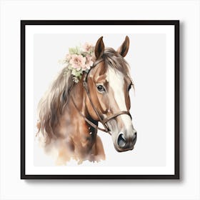 Watercolor Horse Head Art Print