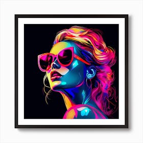 Colorful Girl In Sunglasses Art Print