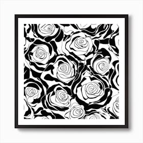 Black And White Roses Art Print