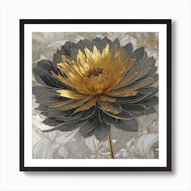 Black And Gold Flower Art Print