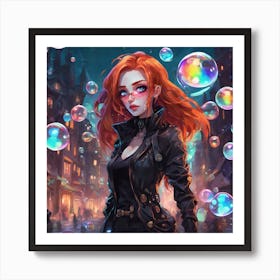 Girl With Bubbles Art Print