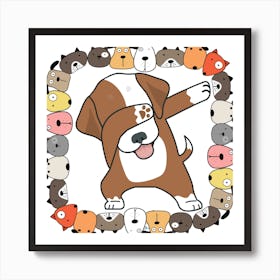 Cute Dog In A Circle Art Print