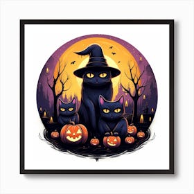 Witches And Pumpkins Art Print