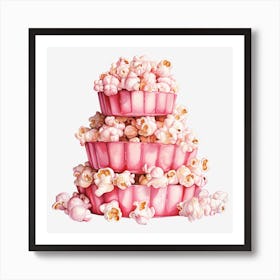 Pink Popcorn Cake Art Print