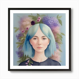 Girl With Blue Hair Art Print