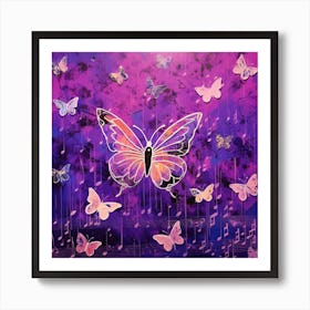 Music Notes And Butterflies Art Print