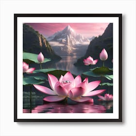 Lotus Flower mountain Art Print