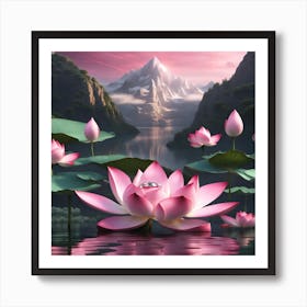 Lotus Flower mountain Affiche