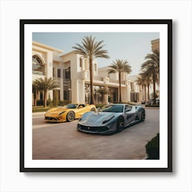 Two Sports Cars In Front Of A House Art Print