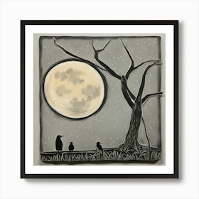 Crows On The Moon 1 Art Print