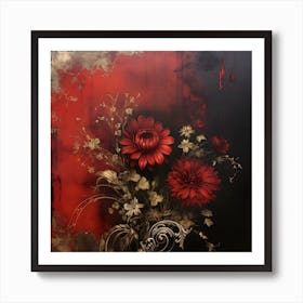 Vintage Dark Flowers 6 Art Print