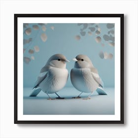 Firefly A Modern Illustration Of 2 Beautiful Sparrows Together In Neutral Colors Of Taupe, Gray, Tan (77) Art Print