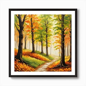 Forest In Autumn In Minimalist Style Square Composition 152 Art Print