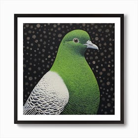 Ohara Koson Inspired Bird Painting Pigeon 5 Square Art Print