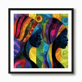 Two Women In Colorful Turbans Art Print