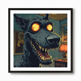 Vintage 80s Nightmarish Dog Art Print