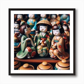 Japanese ceramic dolls 3 Art Print