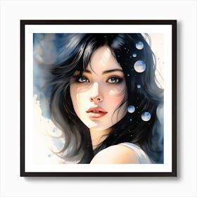 Watercolor Of A Girl Art Print