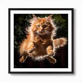 Cat In Flight Jump Art Print