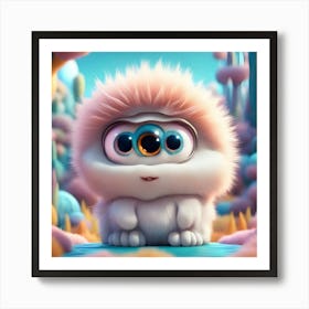 Tri Eyed Fluffball Fantasy Art Print