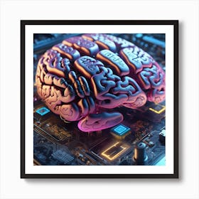 Brain On A Circuit Board 89 Art Print