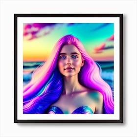 Pink Mermaid 1 Art Print