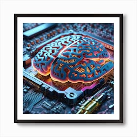 Brain On A Circuit Board 91 Art Print