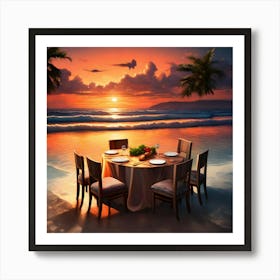 Dinner At The Beach Art Print