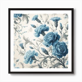 Blue carnations 1 Art Print