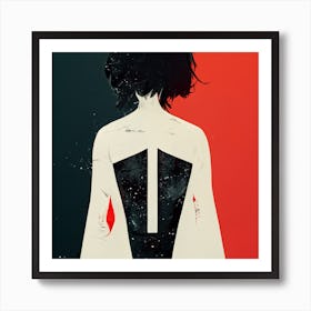 Girl with back tattoo Art Print