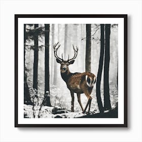 Deer In The Woods 4 Art Print