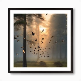 Birds In The Forest Art Print