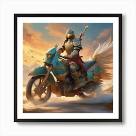 Warrior Riding A Motorcycle Art Print