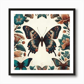 Butterflies And Flowers Art Print