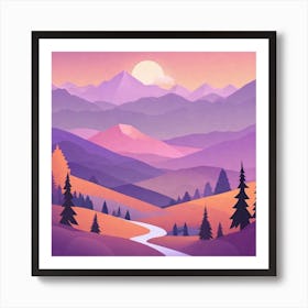 Misty mountains background in purple tone 18 Art Print