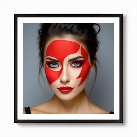 Woman With Red Face Paint Art Print