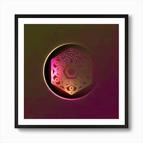 Geometric Neon Glyph on Jewel Tone Triangle Pattern 436 Art Print