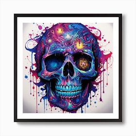 Neon Iridescent Skull Painting (20) Art Print by 1xMerch - Fy