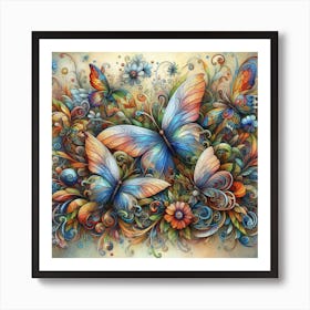 Colorful Butterflies 2 Art Print