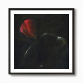 Poppies - painting figurative classical square dark red floral flower poppy Art Print