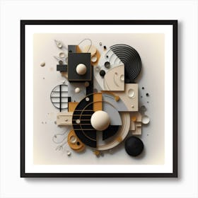 Bauhaus style rectangles and circles in black and white Art Print