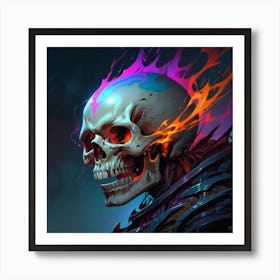 Skull With Flames Art Print