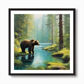 Brown Bear In The Forest Art Print